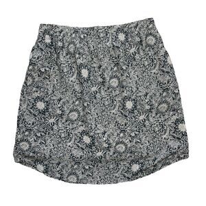 LOFT Women's Skirt Floral Knee Length Elastic Waist Blue White Pull On XS